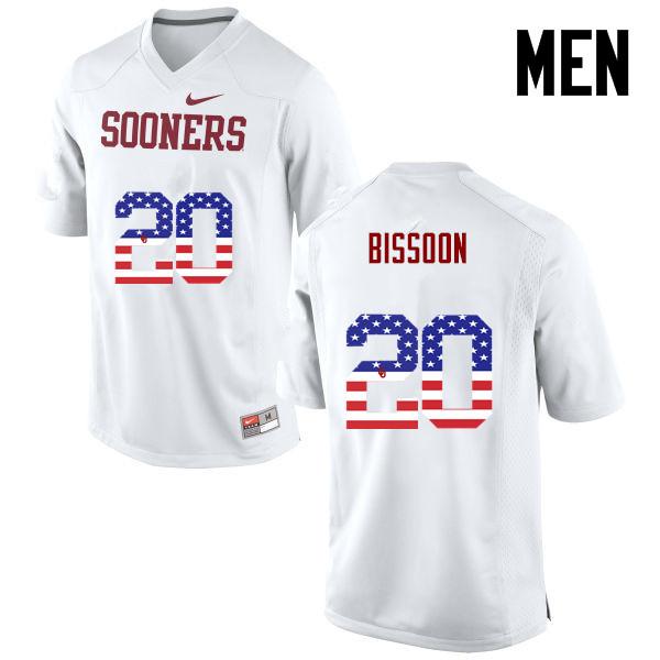 Men Oklahoma Sooners #20 Najee Bissoon College Football USA Flag Fashion Jerseys-White - Click Image to Close